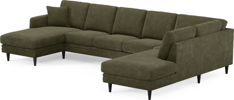Eden - 3-sits soffa med schäslong vänster och divan höger - Grön