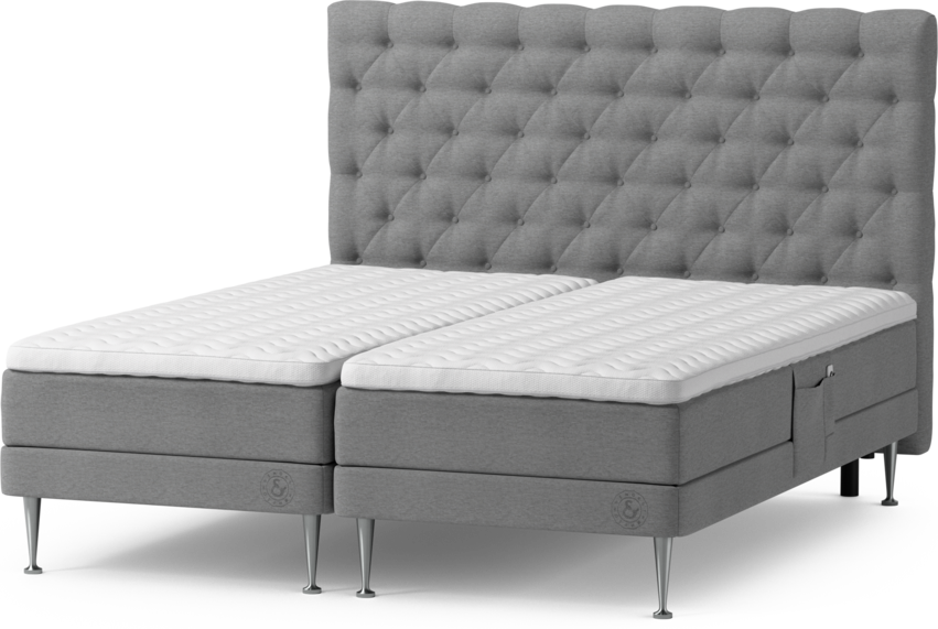 Särö Comfort - Ställbar säng, dubbelsäng med bäddmadrass och Pikerad sänggavel