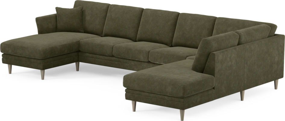 Eden - 3-sits soffa med schäslong vänster och divan höger - Grön
