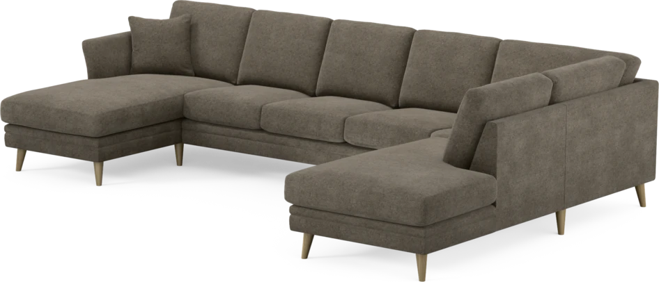 Eden - 3-sits soffa med schäslong vänster och divan höger - Brun