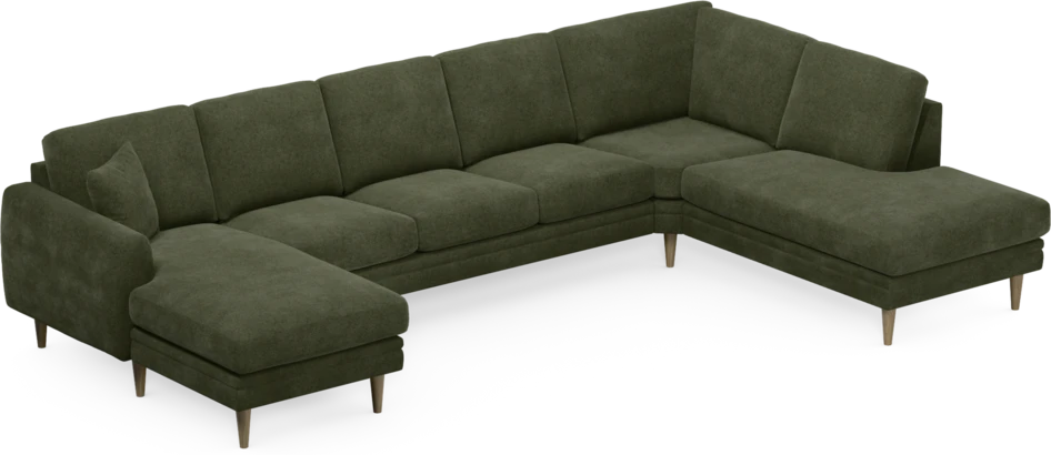 Eden - 3-sits soffa med schäslong vänster och divan höger - Grön