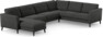 Bridge - Hörnsoffa, 3+2-sits med schäslong vänster - Svart