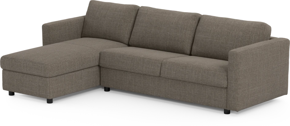 Lindö - Bäddsoffa 2,5-sits med schäslong, vändbar - Brun