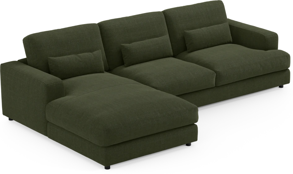 Noma - 3-sits soffa med schäslong vänster - Grön