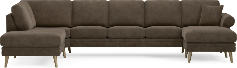 Eden - 3-sits soffa med divan vänster och schäslong höger - Brun