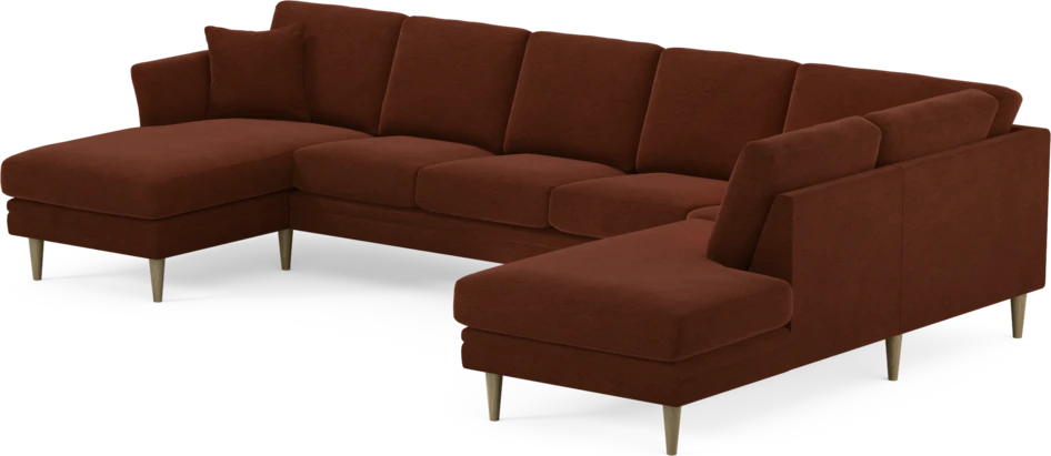 Eden - 3-sits soffa med schäslong vänster och divan höger - Orange