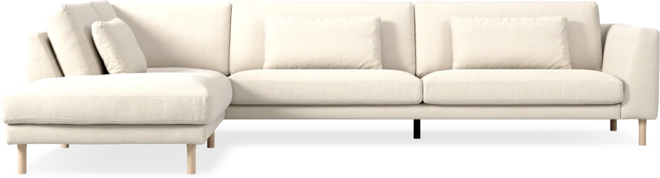 Willow - 4-sits soffa med divan vänster, fast klädsel - Vit