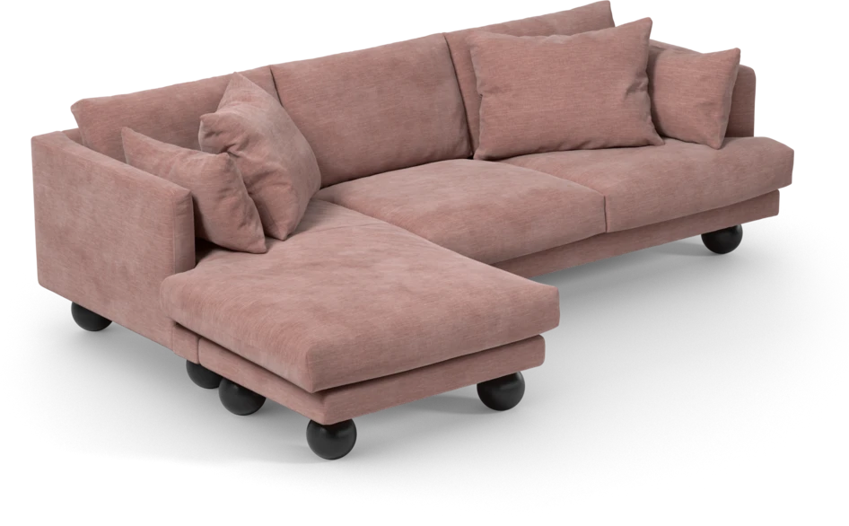 Harper - 4-sits med schäslong vänster - Rosa
