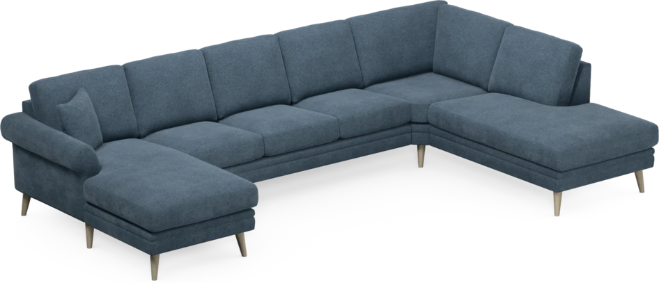 Eden - 3-sits soffa med schäslong vänster och divan höger - Blå