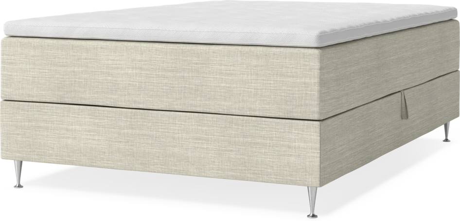 New York - Förvaringssäng, enkelsäng med bäddmadrass och sängben - Beige