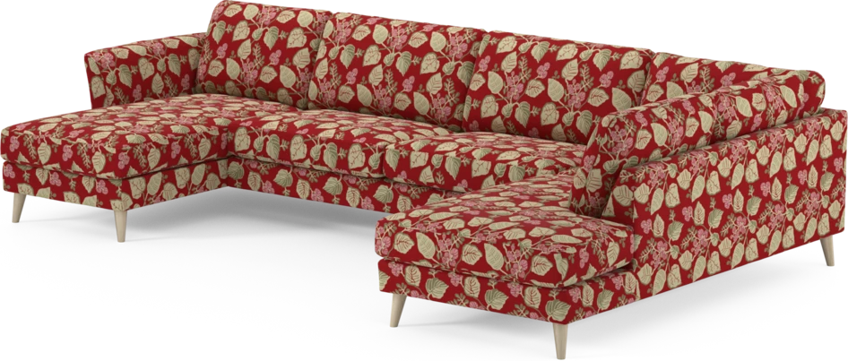 Bridge - 3-sits soffa med schäslong vänster och divan höger - Röd