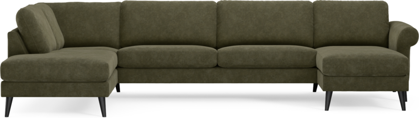 Bridge - 3-sits soffa med divan vänster och schäslong höger - Grön