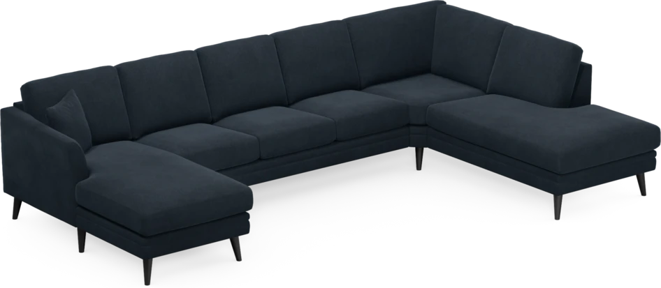 Eden - 3-sits soffa med schäslong vänster och divan höger - Blå