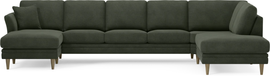 Eden - 3-sits soffa med schäslong vänster och divan höger - Grön