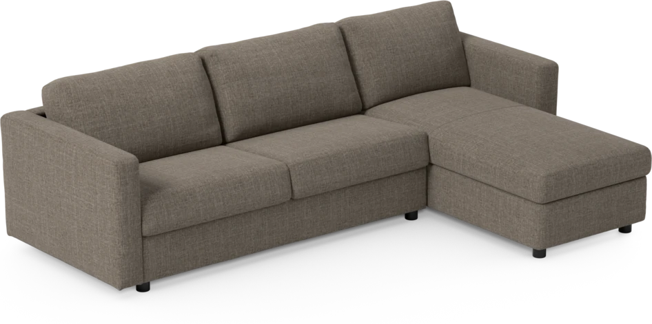 Lindö - Bäddsoffa 2,5-sits med schäslong, vändbar - Brun