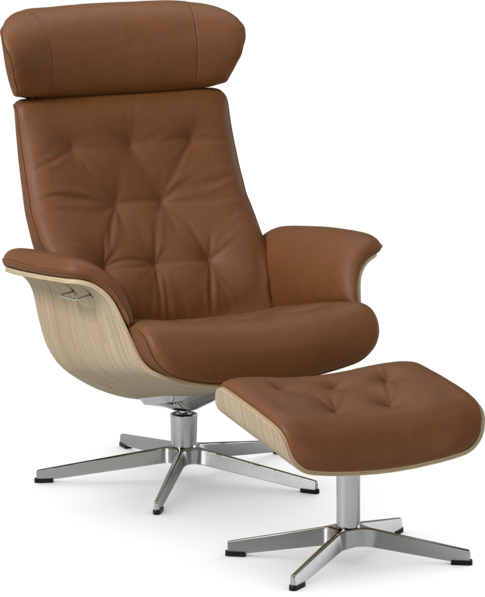 Timeout XL - Fåtölj och fotpall pikérad - Brun