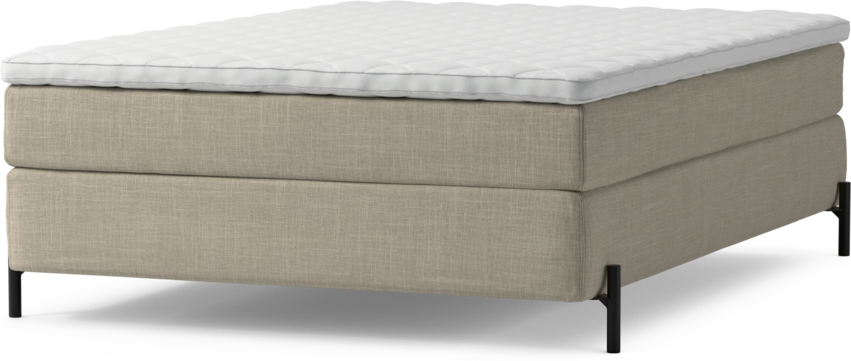 Delux Sense - Kontinentalsäng, enkelsäng 140 cm med bäddmadrass och sängben - Beige