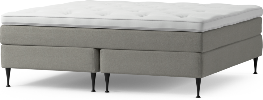 Delux Sense - Kontinentalsäng, dubbelsäng med bäddmadrass och sängben - Grå