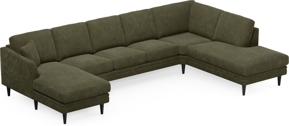 Eden - 3-sits soffa med schäslong vänster och divan höger - Grön