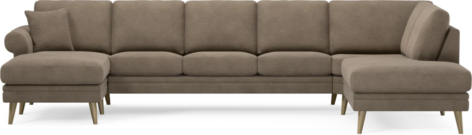 Eden - 3-sits soffa med schäslong vänster och divan höger - Brun