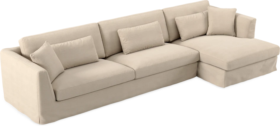 Willow - 4-sits soffa med schäslong höger, med kappa - Beige