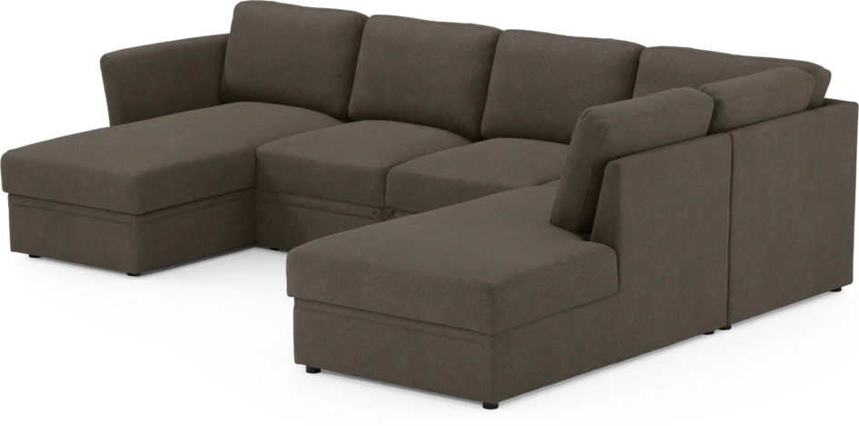 Öland - Bäddsoffa med schäslong vänster och divan höger - Brun