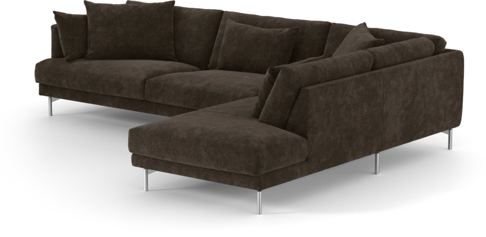 Harper - 3-sits soffa med divan höger - Brun