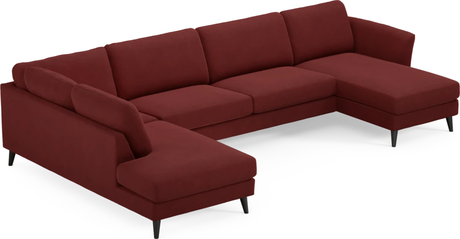 Bridge - 3-sits soffa med divan vänster och schäslong höger - Röd