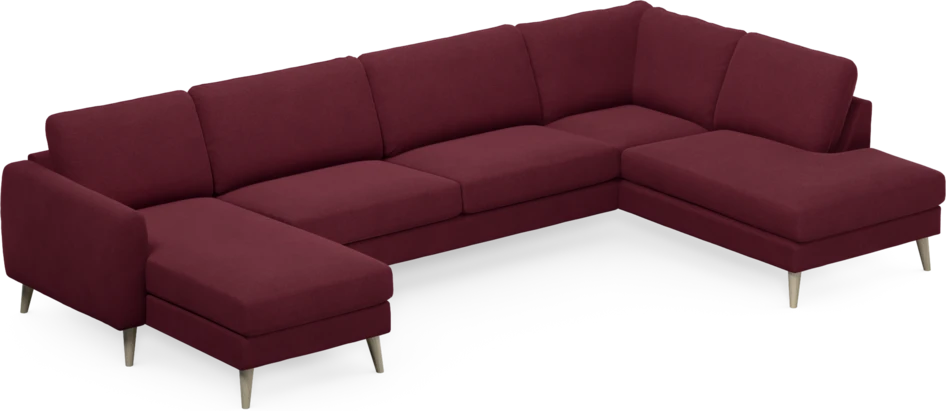 Bridge - 3-sits soffa med schäslong vänster och divan höger - Röd