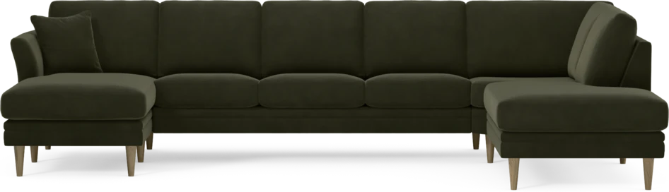 Eden - 3-sits soffa med schäslong vänster och divan höger - Grön