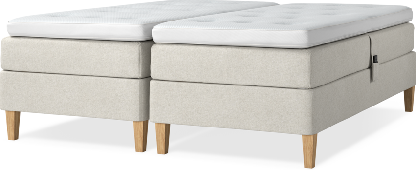 Delux Sense - Ställbar säng, dubbelsäng med bäddmadrass - Beige