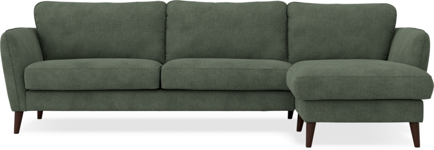 Bridge - 3-sits soffa med schäslong höger - Grön