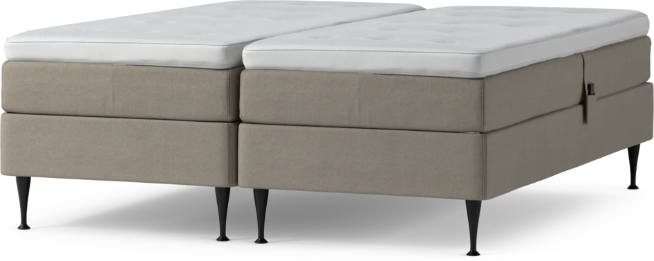 Delux Sense - Ställbar säng, dubbelsäng med bäddmadrass och sängben - Beige