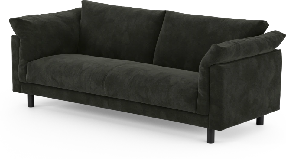 Cherrie - 3-sits soffa, hel dyna, fast klädsel - Svart