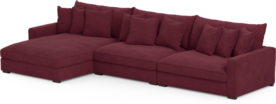 Rossi - 4-sits soffa med schäslong XL vänster - Röd