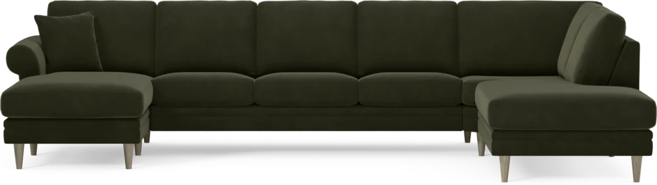 Eden - 3-sits soffa med schäslong vänster och divan höger - Grön