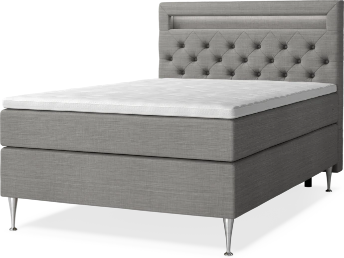 New York, Kontinentalsäng, enkelsäng med bäddmadrass, sängben och sänggavel LED