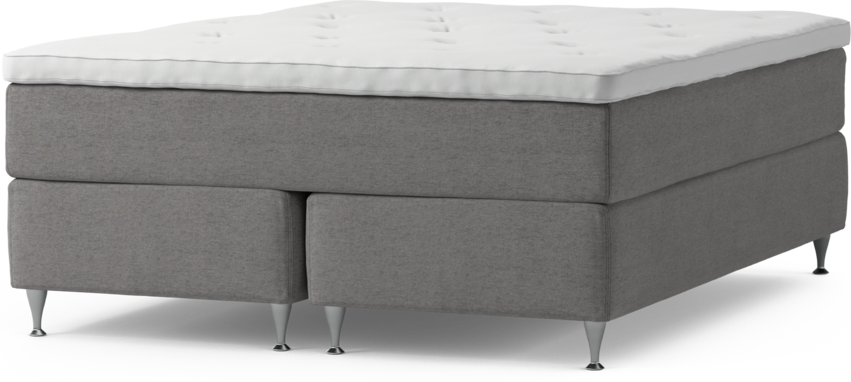 Delux Dream - Kontinentalsäng, dubbelsäng med bäddmadrass och sängben - Grå