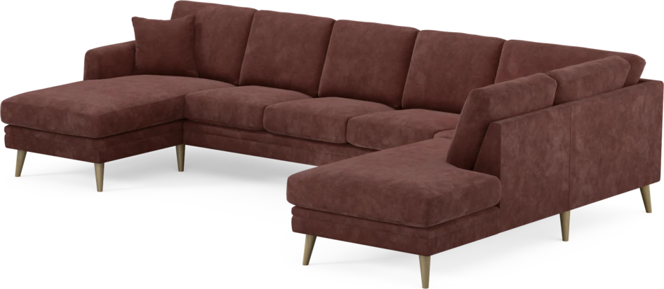Eden - 3-sits soffa med schäslong vänster och divan höger - Röd