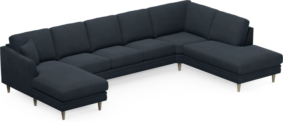 Eden - 3-sits soffa med schäslong vänster och divan höger - Blå