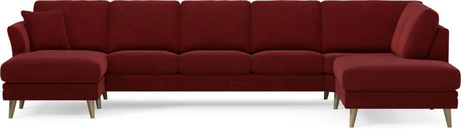 Eden - 3-sits soffa med schäslong vänster och divan höger - Röd