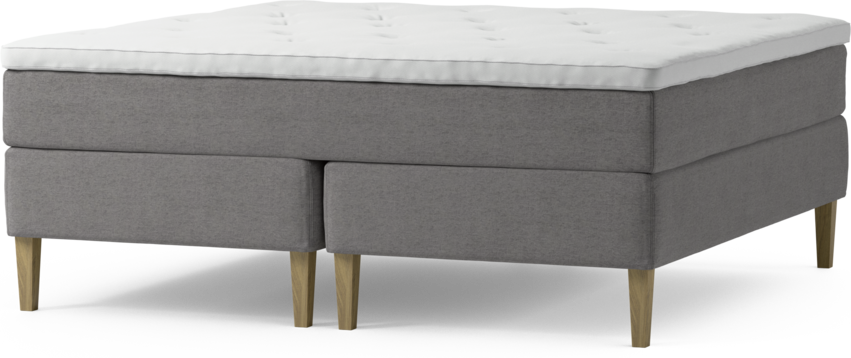 Delux Dream - Kontinentalsäng, dubbelsäng med bäddmadrass och sängben - Grå