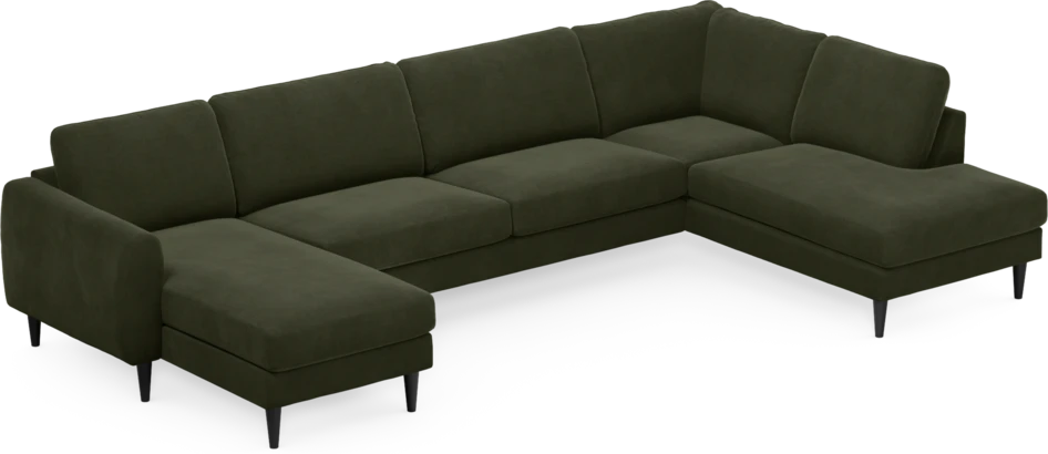 Bridge - 3-sits soffa med schäslong vänster och divan höger - Grön