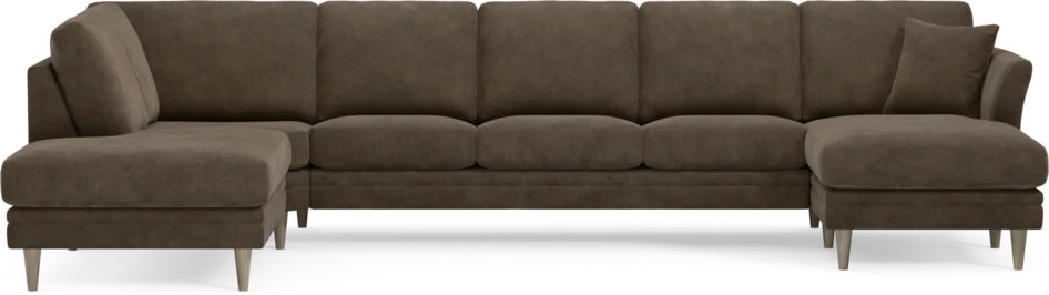 Eden - 3-sits soffa med divan vänster och schäslong höger - Brun
