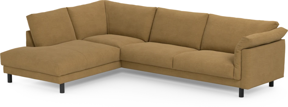Cherrie - 3-sits soffa med divan vänster, fast klädsel - Gul