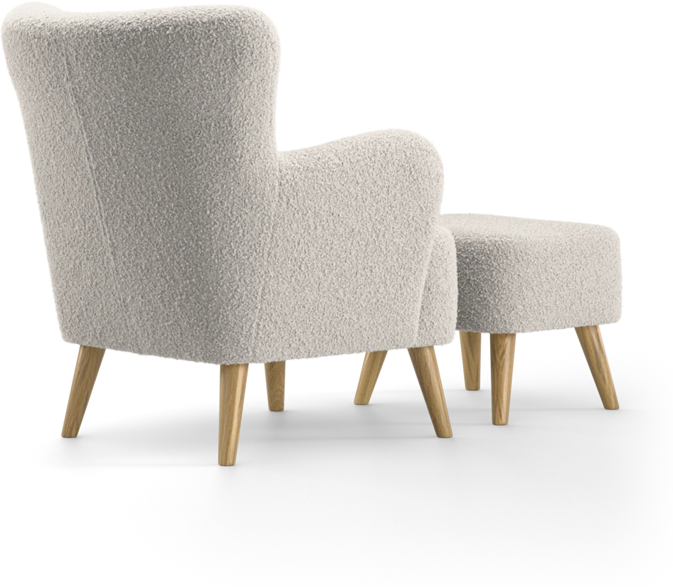 Timmy - Fåtölj med fotpall - Vit