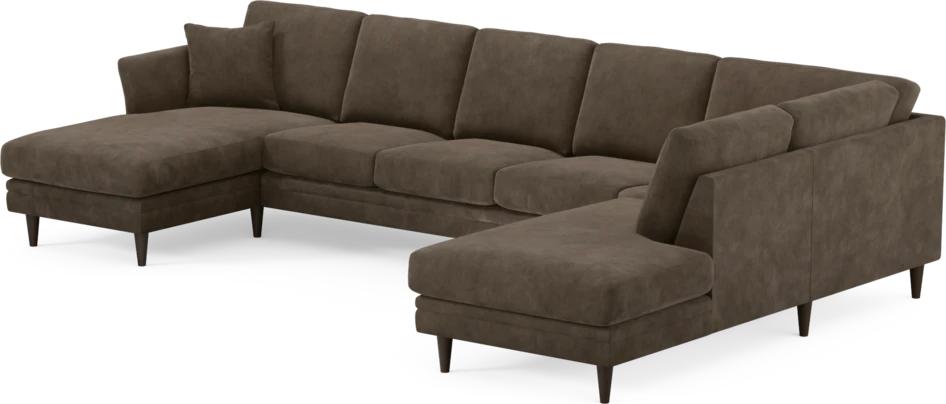 Eden - 3-sits soffa med schäslong vänster och divan höger - Brun