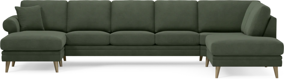 Eden - 3-sits soffa med schäslong vänster och divan höger - Grön