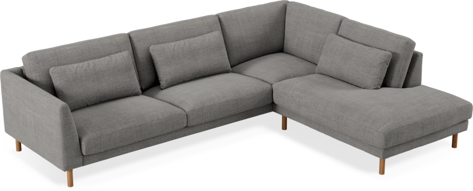 Willow - 3-sits soffa med divan höger, fast klädsel - Grå