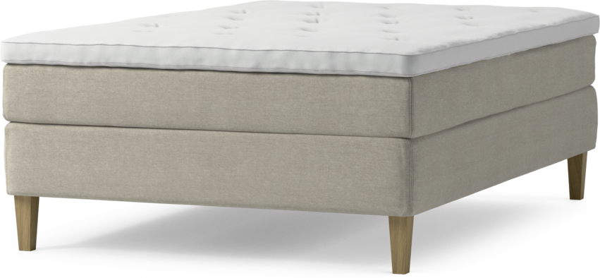 Delux Sense - Kontinentalsäng, enkelsäng 140 cm med bäddmadrass och sängben - Beige